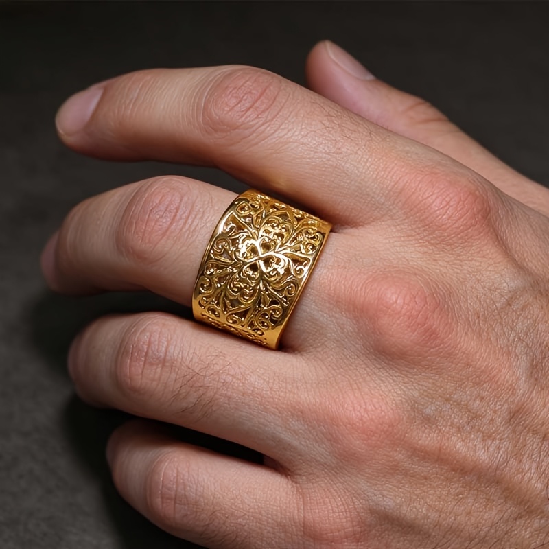 Vintage Gothic Wide Hollow Open Ring, Filigree Pattern
